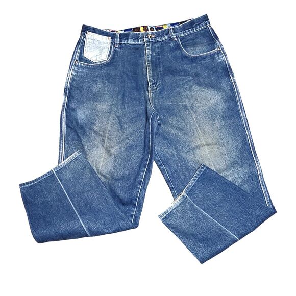 Platinum Fubu Jeans Fat Albert Streetwear Baggy Y2K HipHop Urban Junkyard Sz 40 - Picture 11 of 16